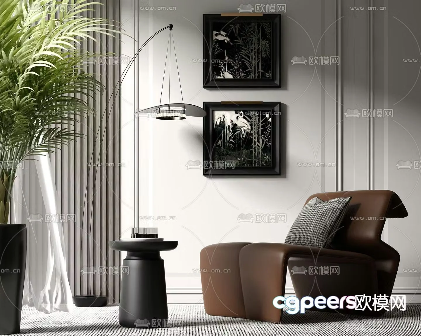 Italian style chair leisure chair 3d model