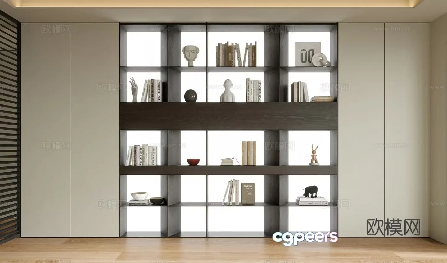 Modern bookcase bookshelf 3d model
