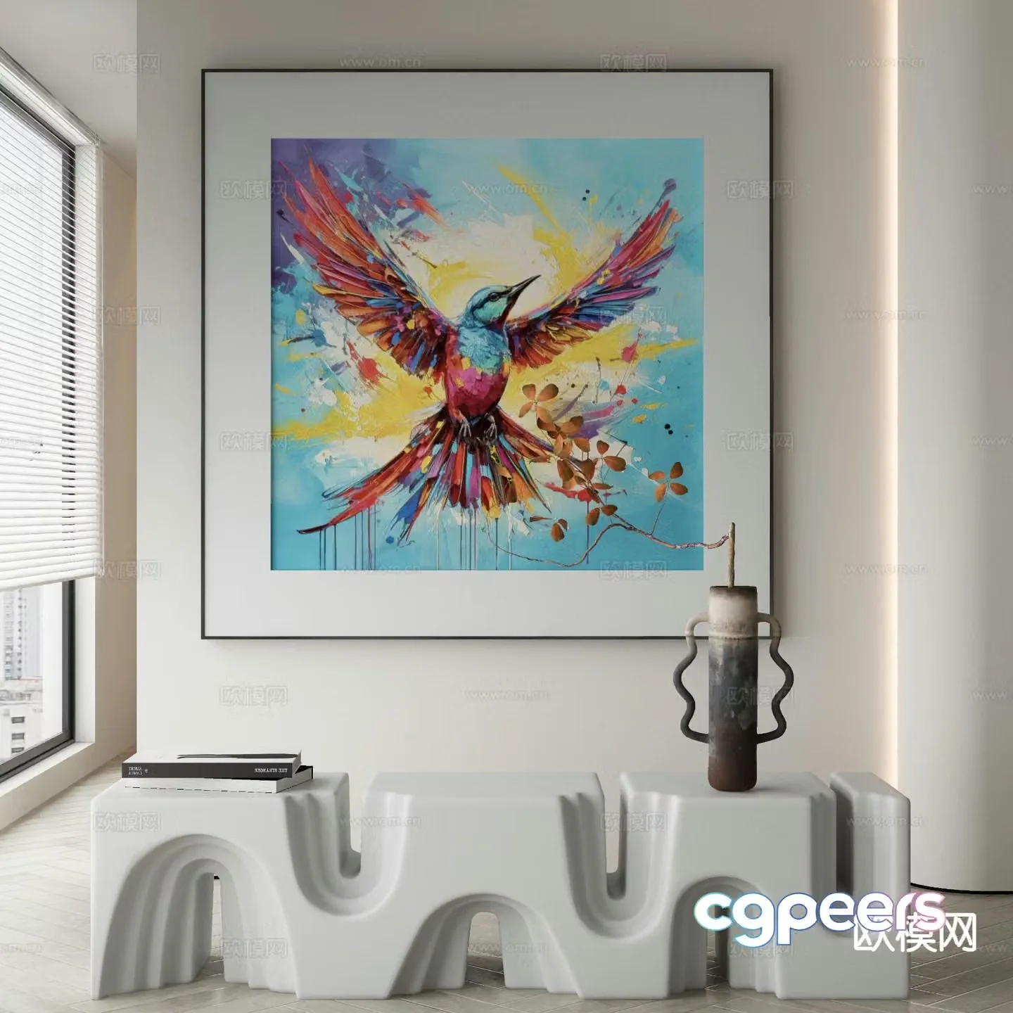 Modern texture painting decorative painting 3d model