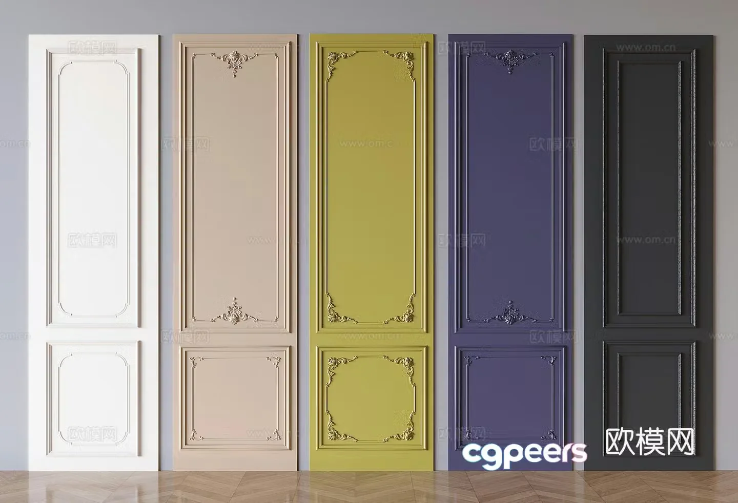 French carved wainscot 3d model