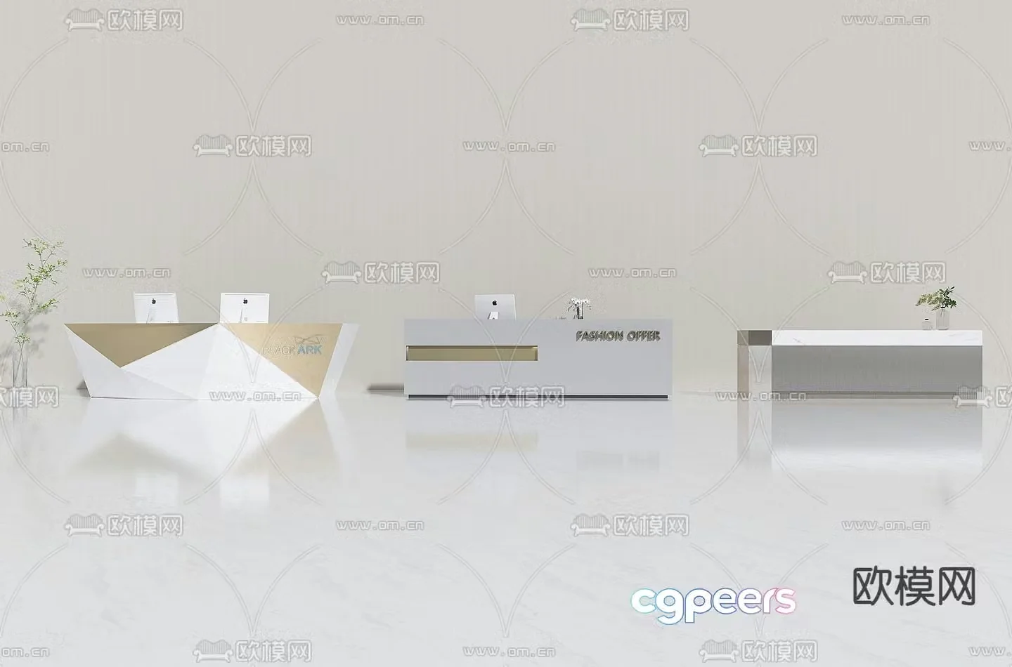 modern reception desk front desk service desk 3d model