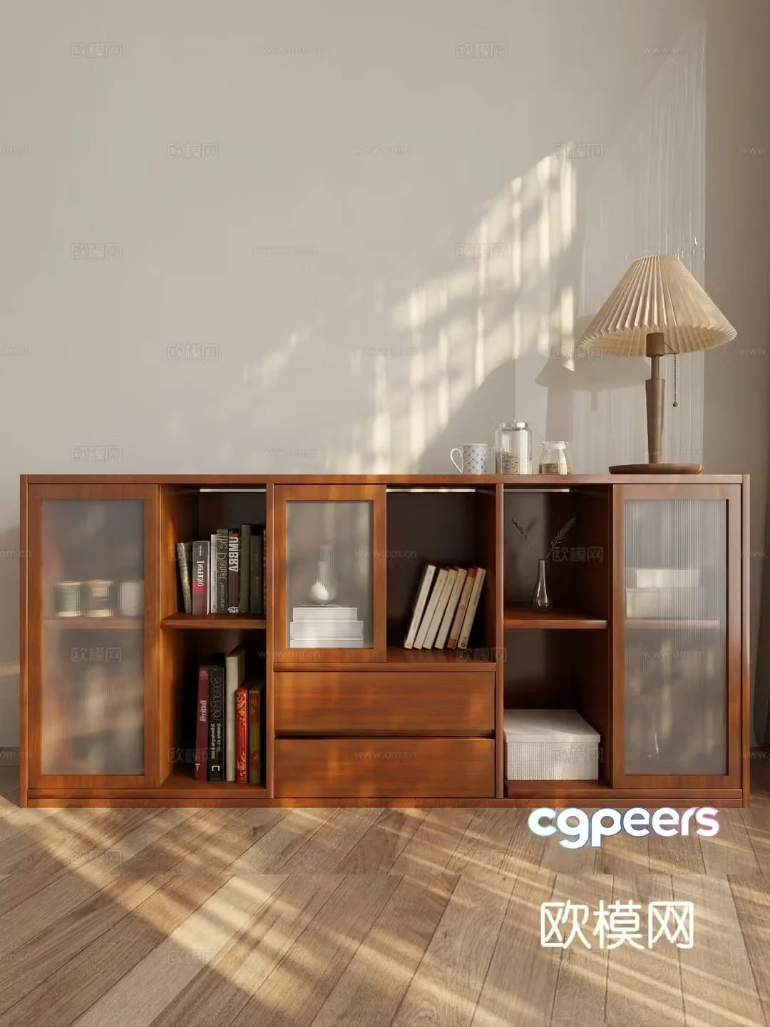 Wabi-sabi bookcase low cabinet 3d model