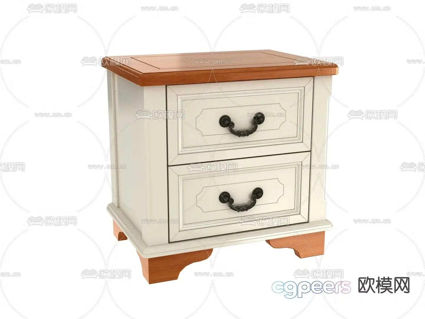 French bedside table 3d model