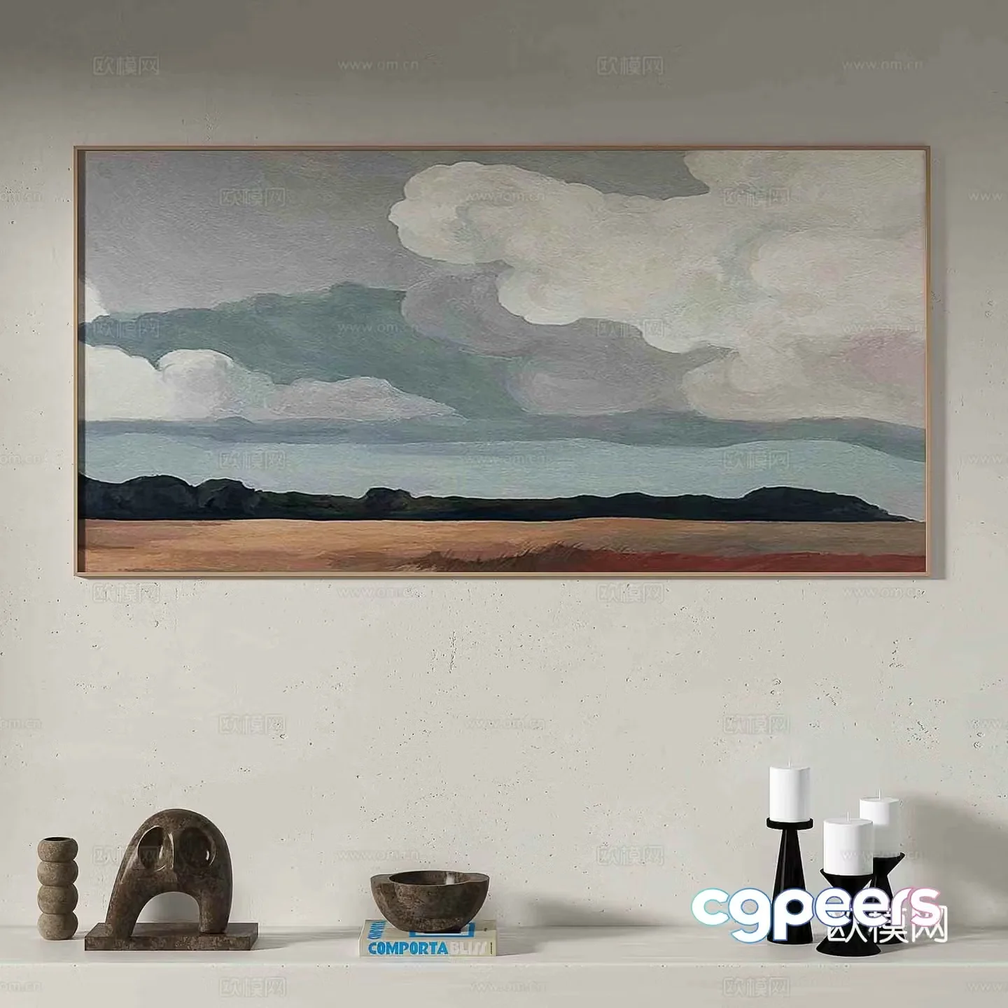 Modern oil painting decorative painting 3d model
