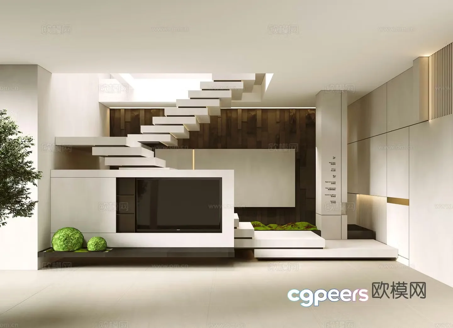 Modern basement staircase stacked staircase staircase entrance 3d model
