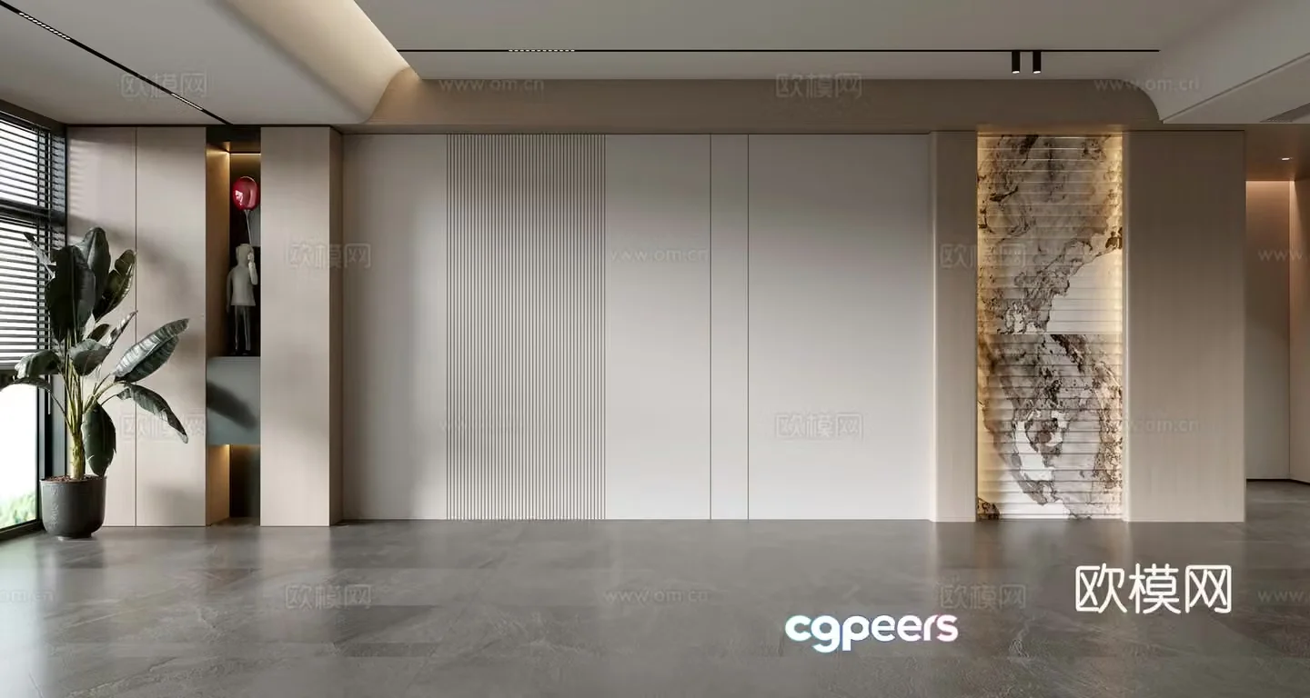 Modern sofa background wall 3d model