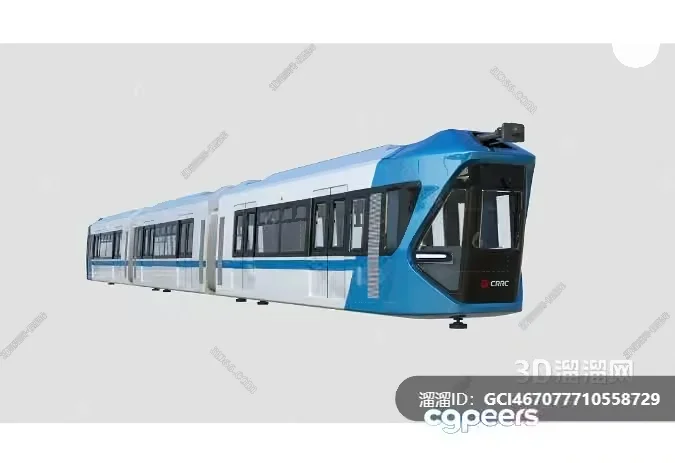 Blue And White Train 3D Model – 11039 – VRAY Render