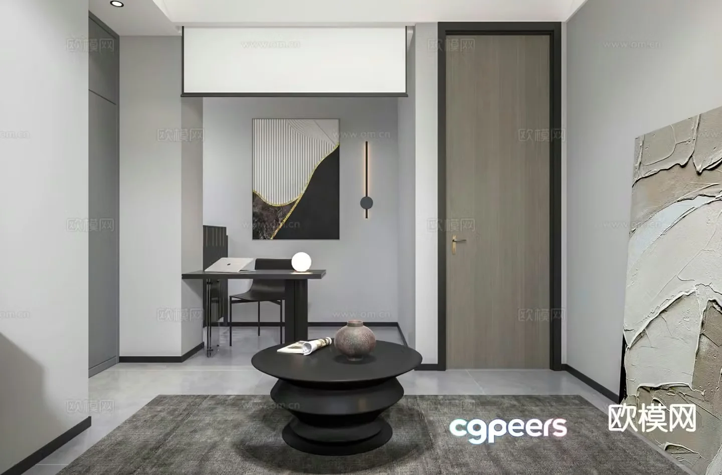 Modern study room leisure area 3d model