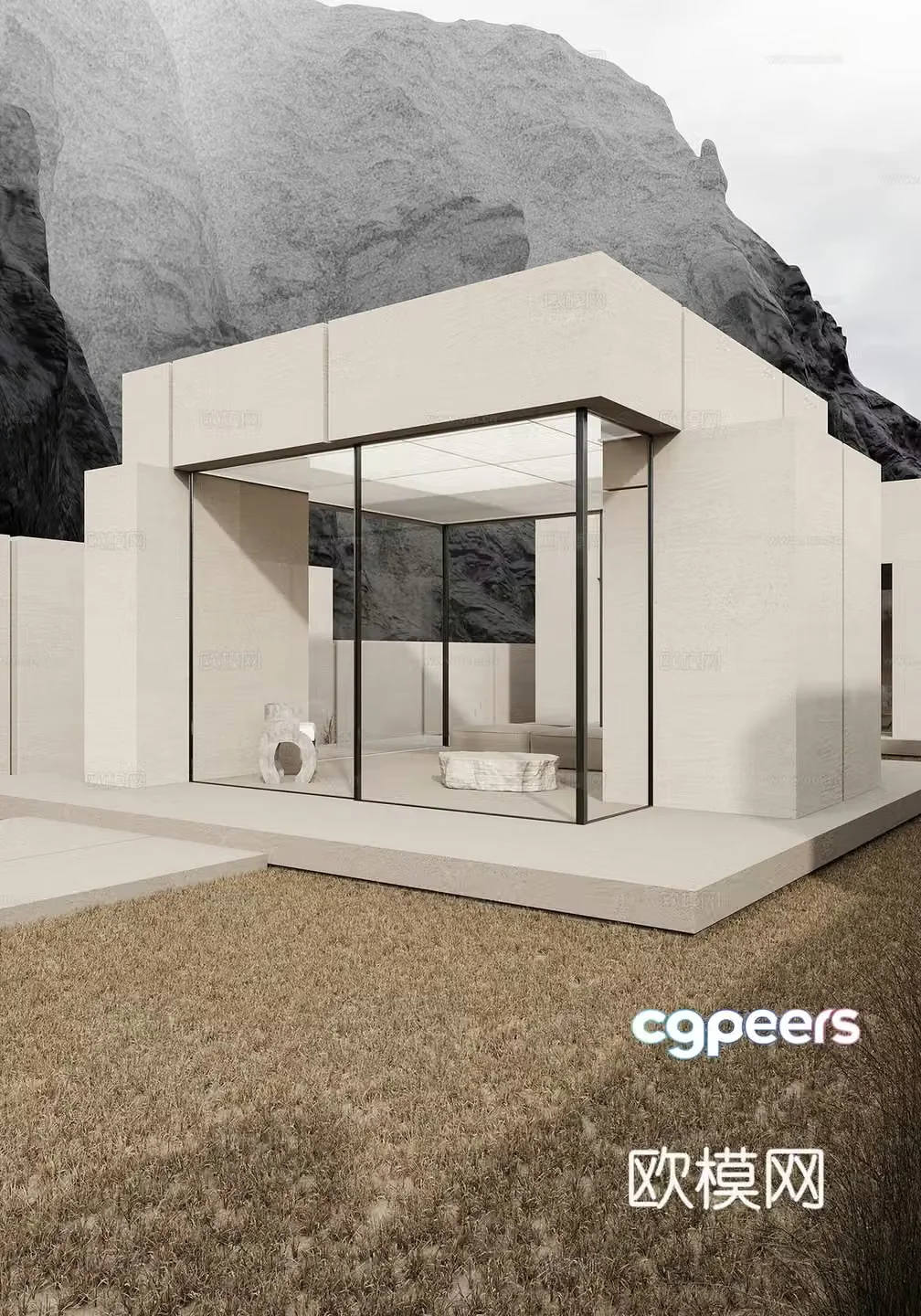 Modern villa exterior 3d model