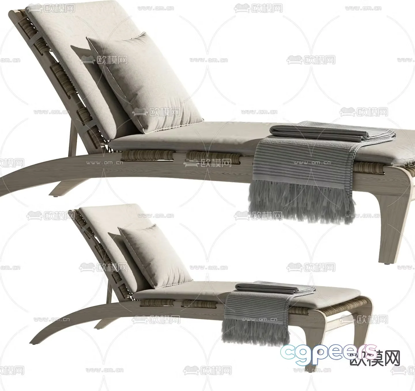 Outdoor recliner beach chair 3d model