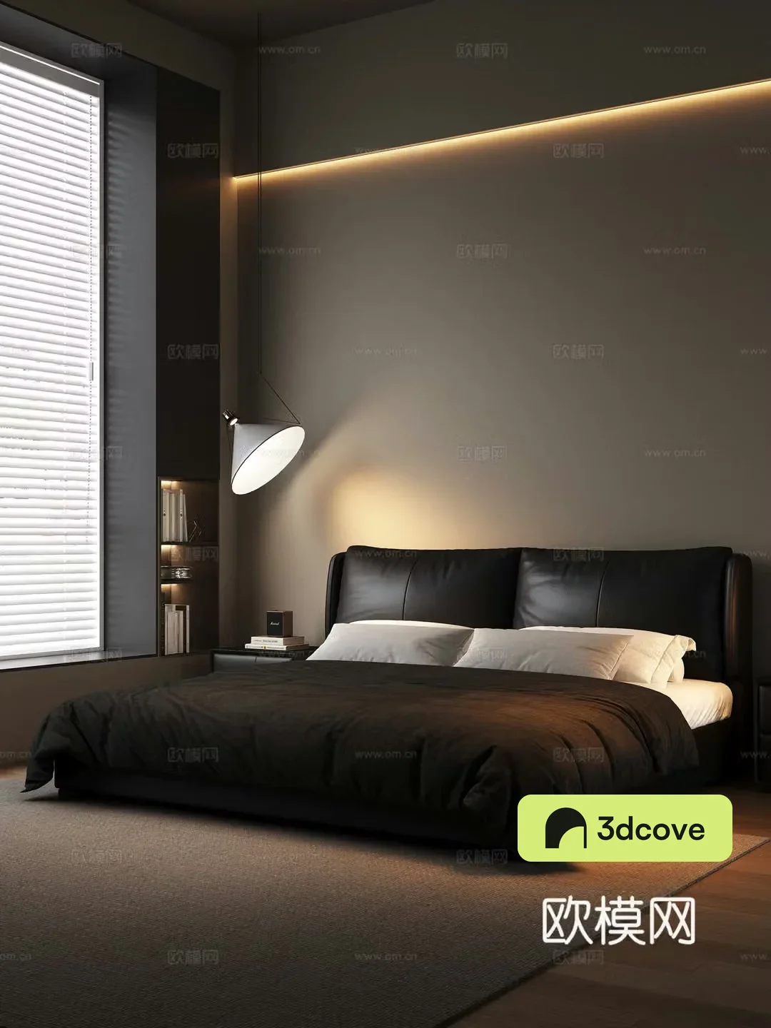 Italian minimalist bedroom double bed