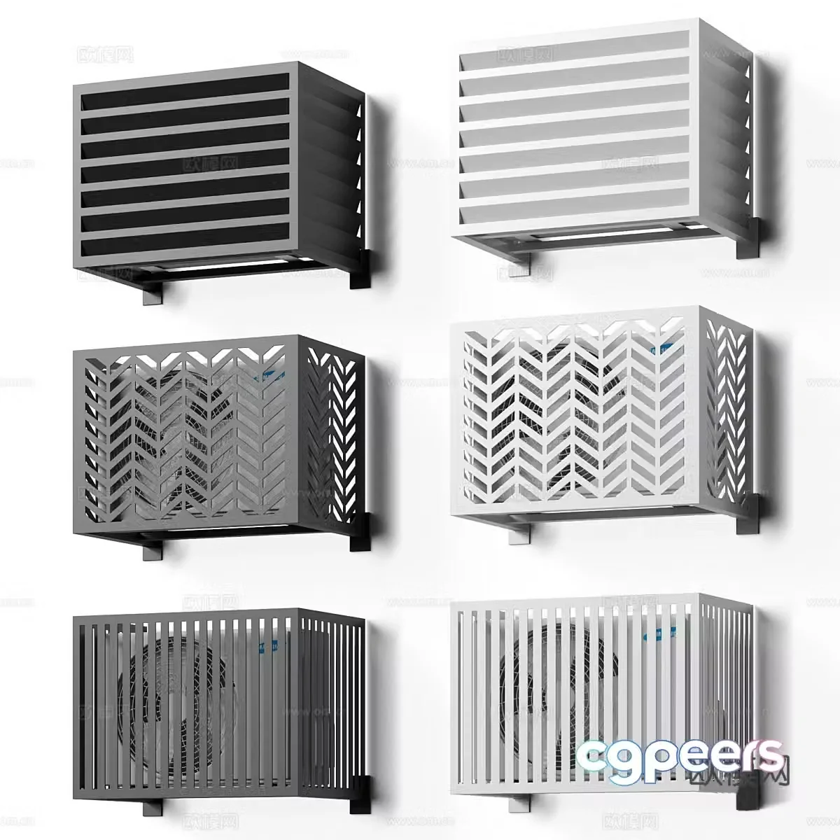 Air conditioning protective cover Exterior wall air conditioning blue 3D model