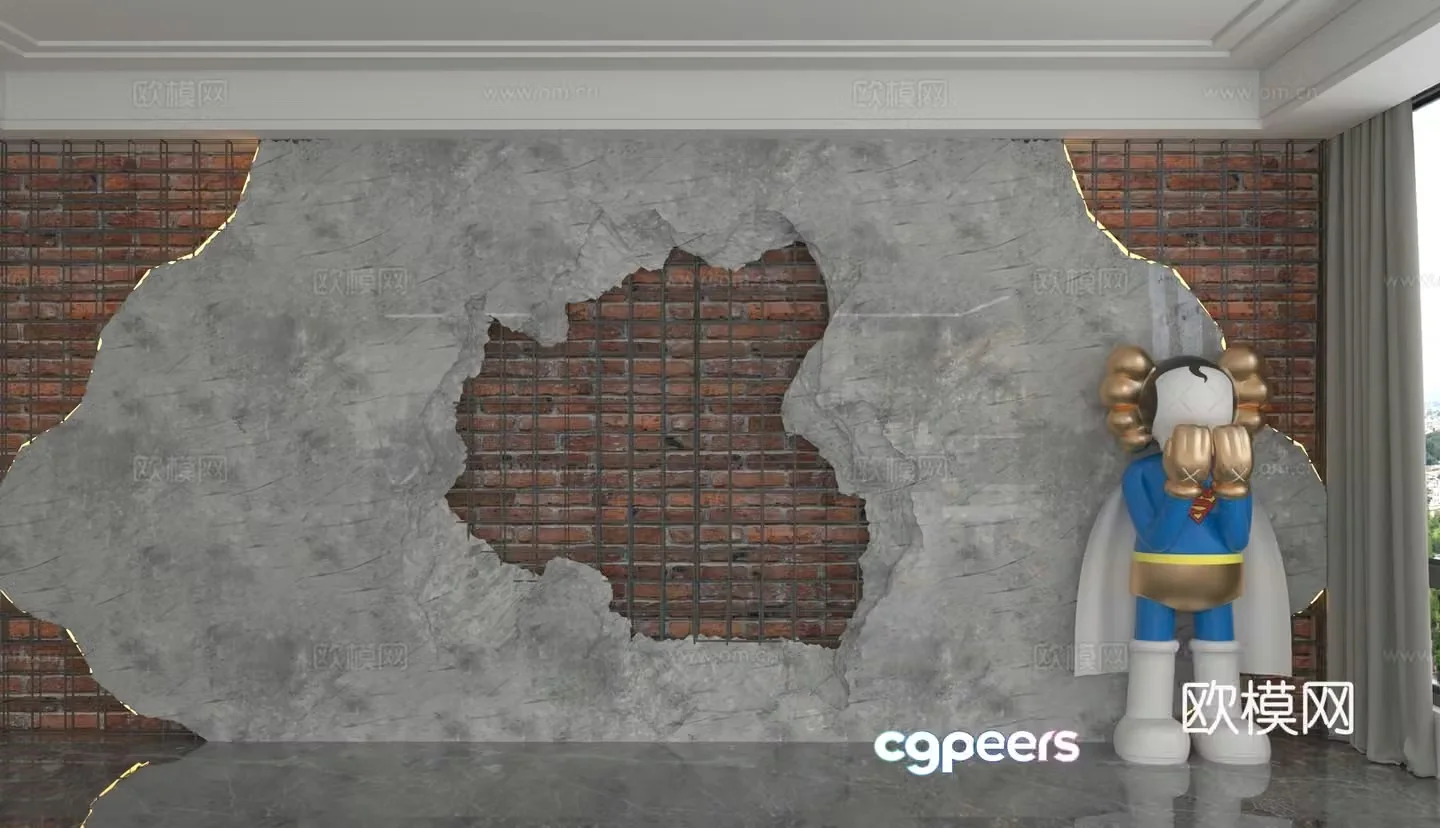 Modern background wall 3d model