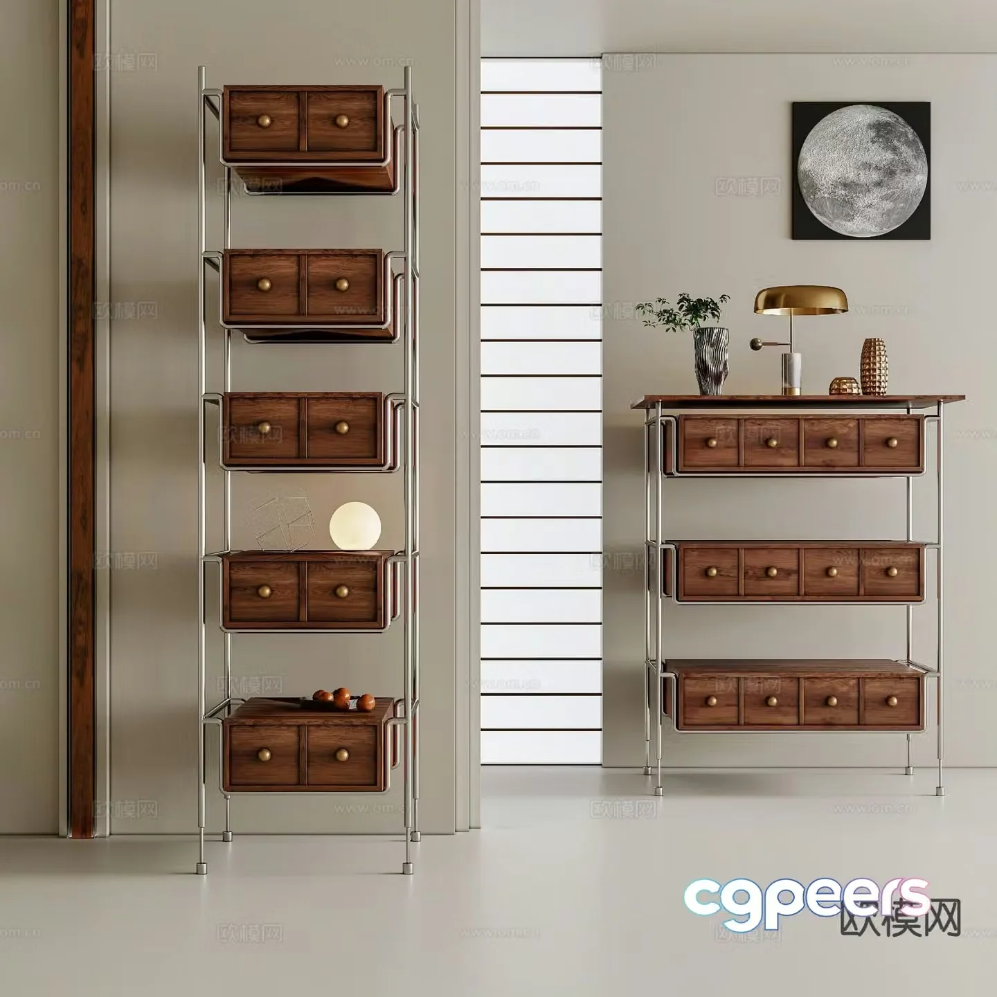 Modern chest of drawers magazine rack 3d model