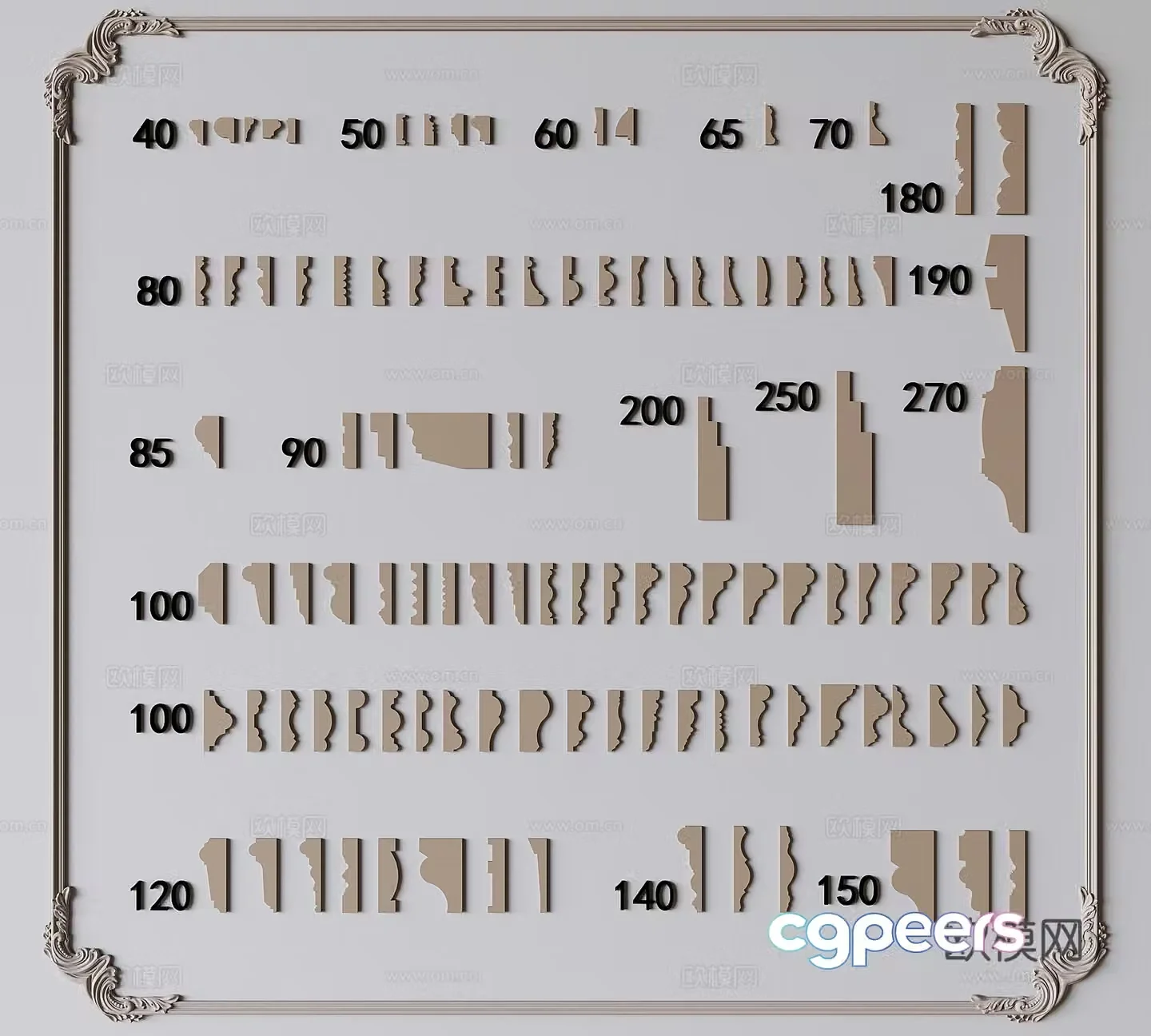 Simple European plaster line molding ceiling corner line cornice line skirting line 3D model
