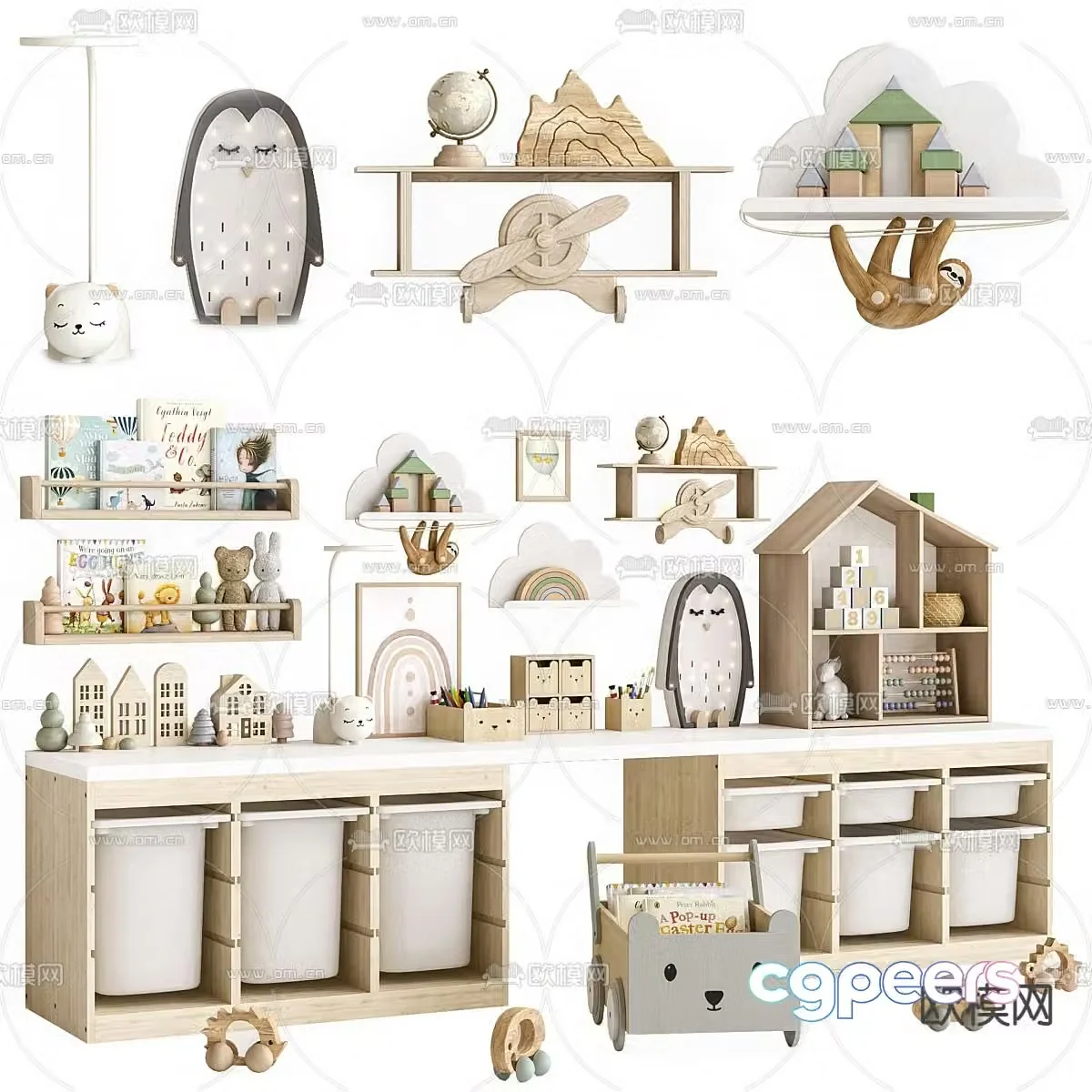 Children’s toy cabinet storage cabinet 3d model