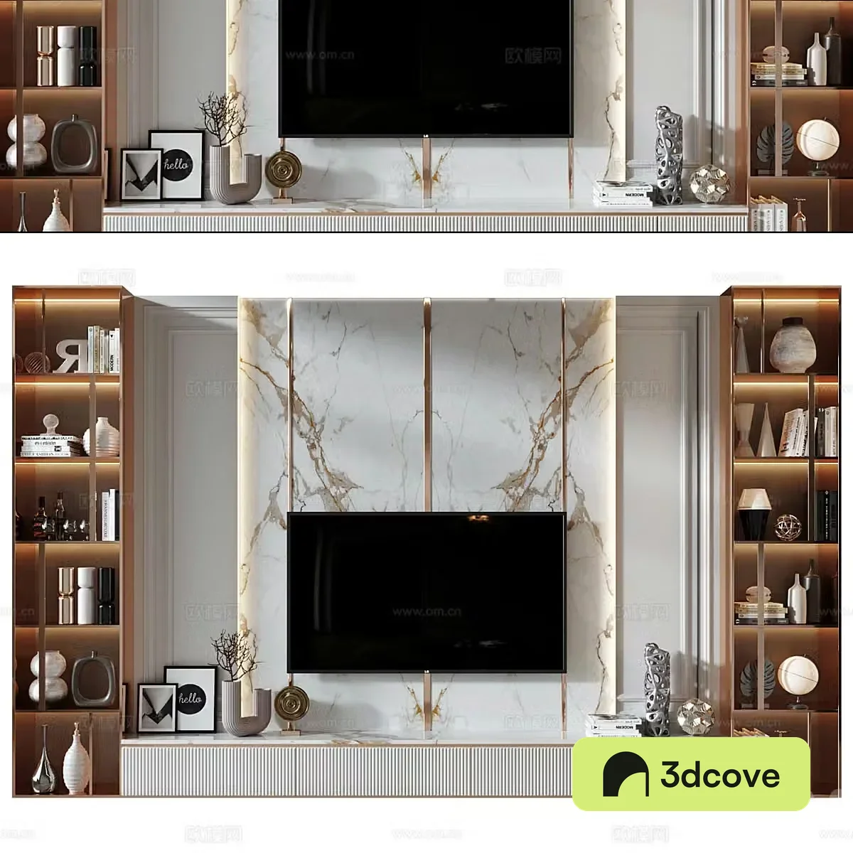 Modern light luxury TV background wall