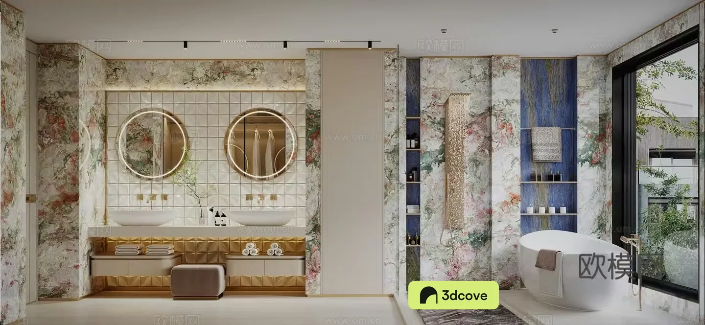 Modern bathroom four seasons pink