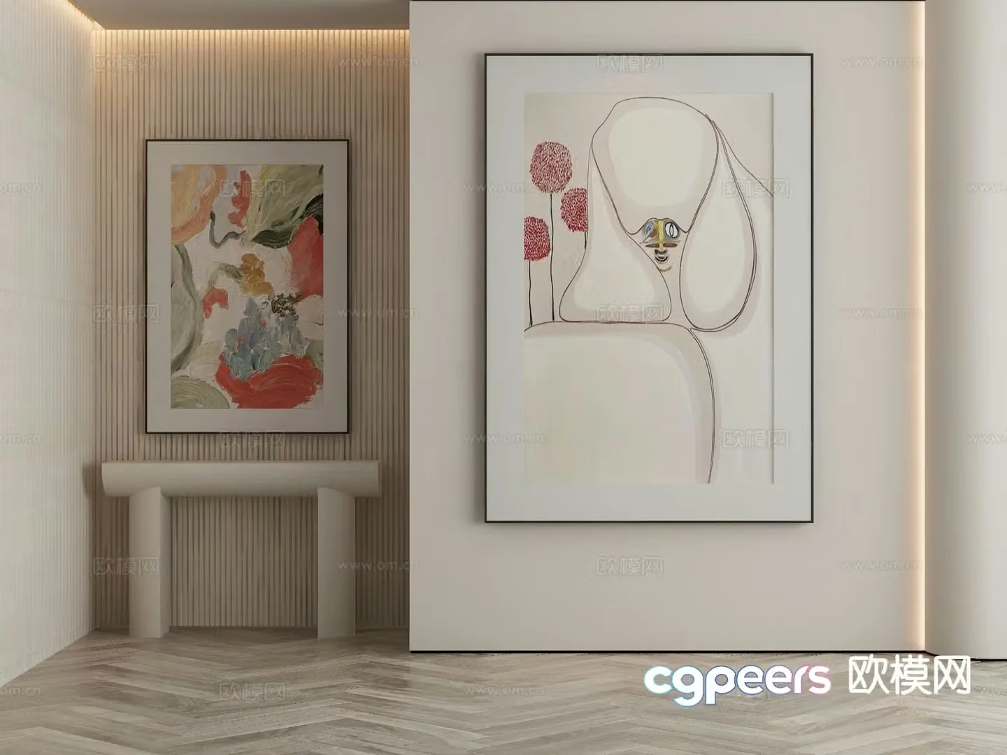 Modern decorative painting abstract painting oil painting 3d model