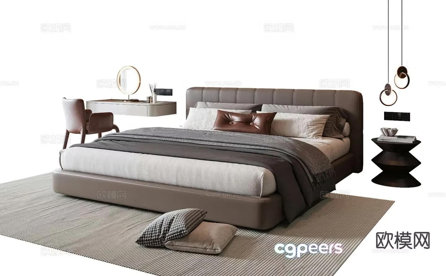 Italian double bed 3d model