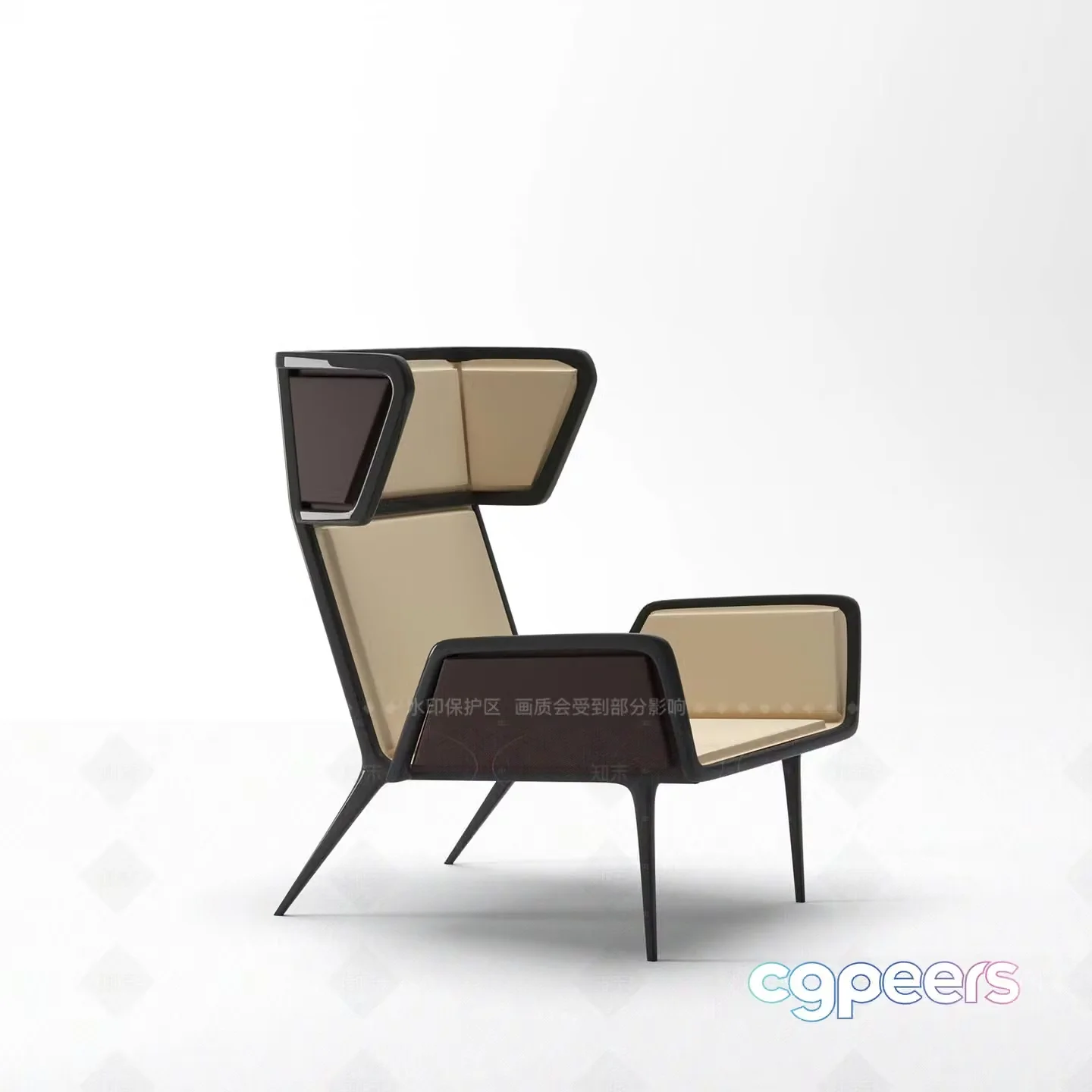 Modern High-Backed Chair 3D Model – 9871 – VRAY Render