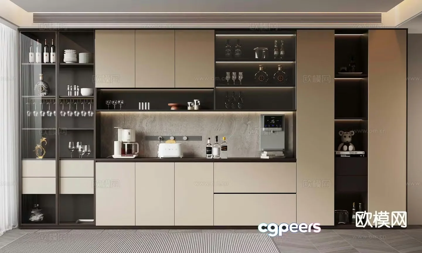 Italian wine cabinet sideboard 3d model