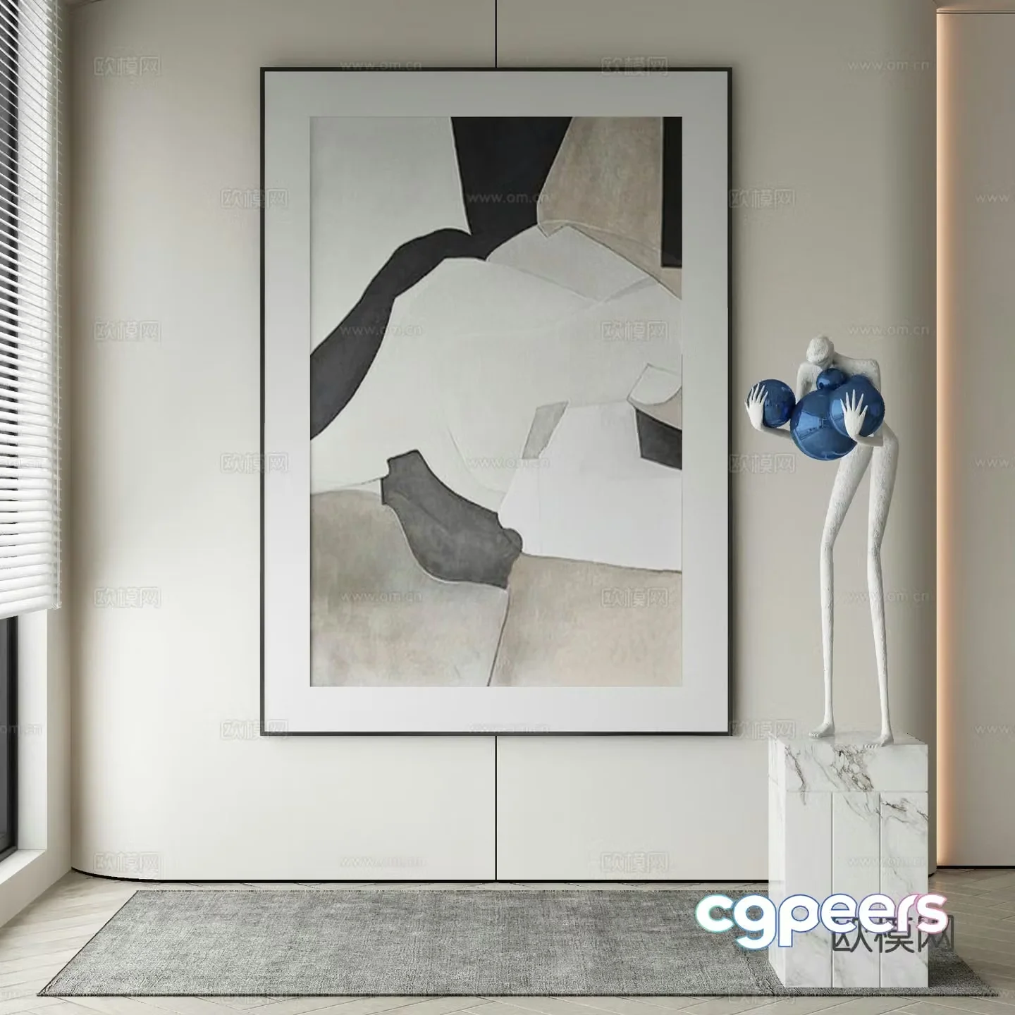 Modern Wasabi abstract painting 3d model