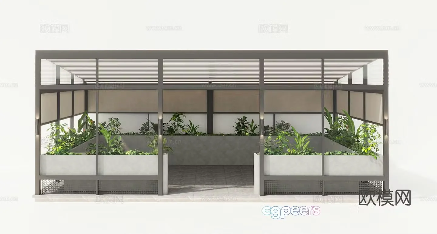 Outdoor sun room pavilion gazebo glass room sunshade room 3d model