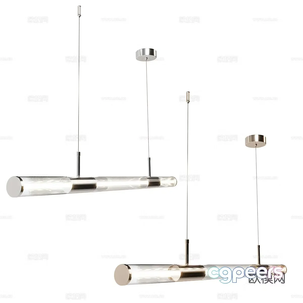 Modern long chandeliers restaurant chandeliers 3d model