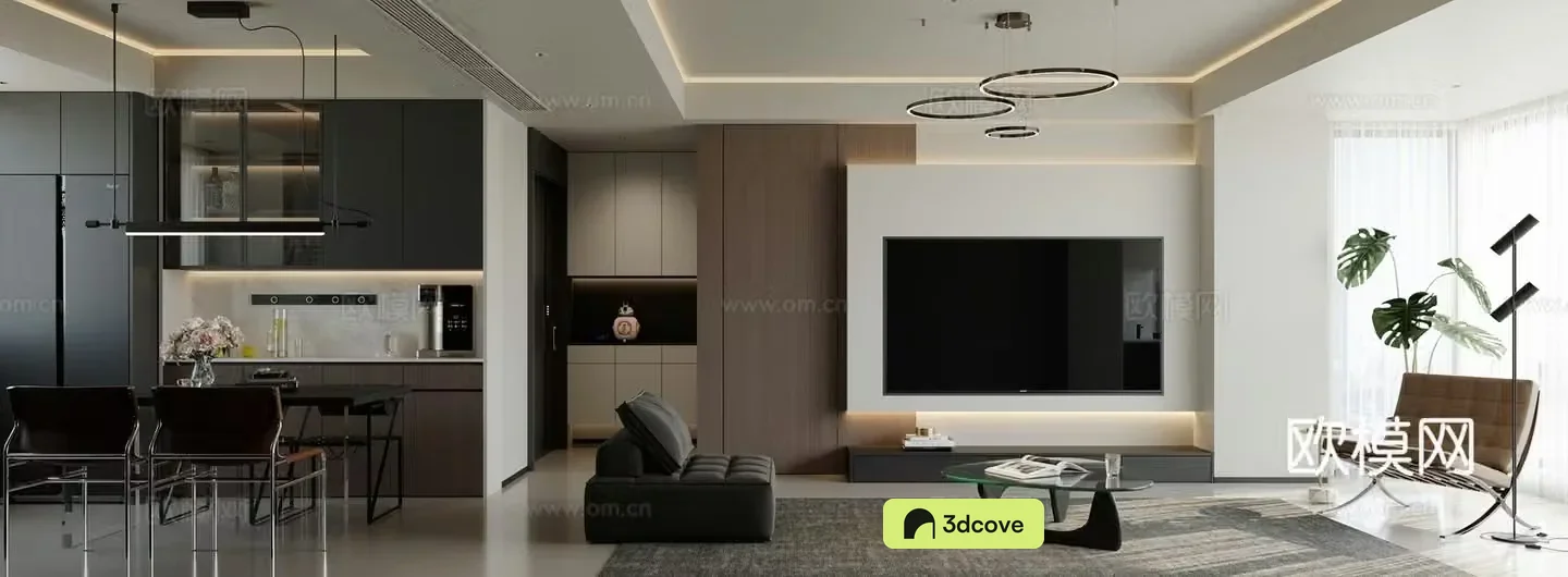 Modern living and dining room