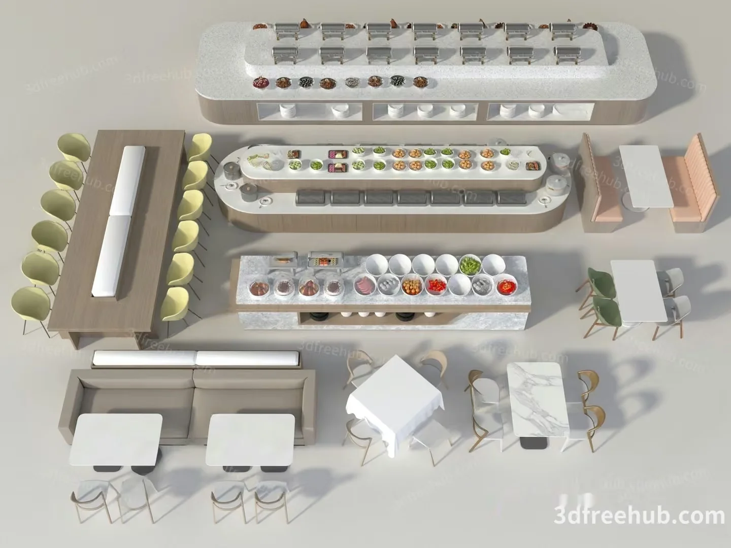 Modern 3D Restaurant 3D Model – 19387 – VRAY Render