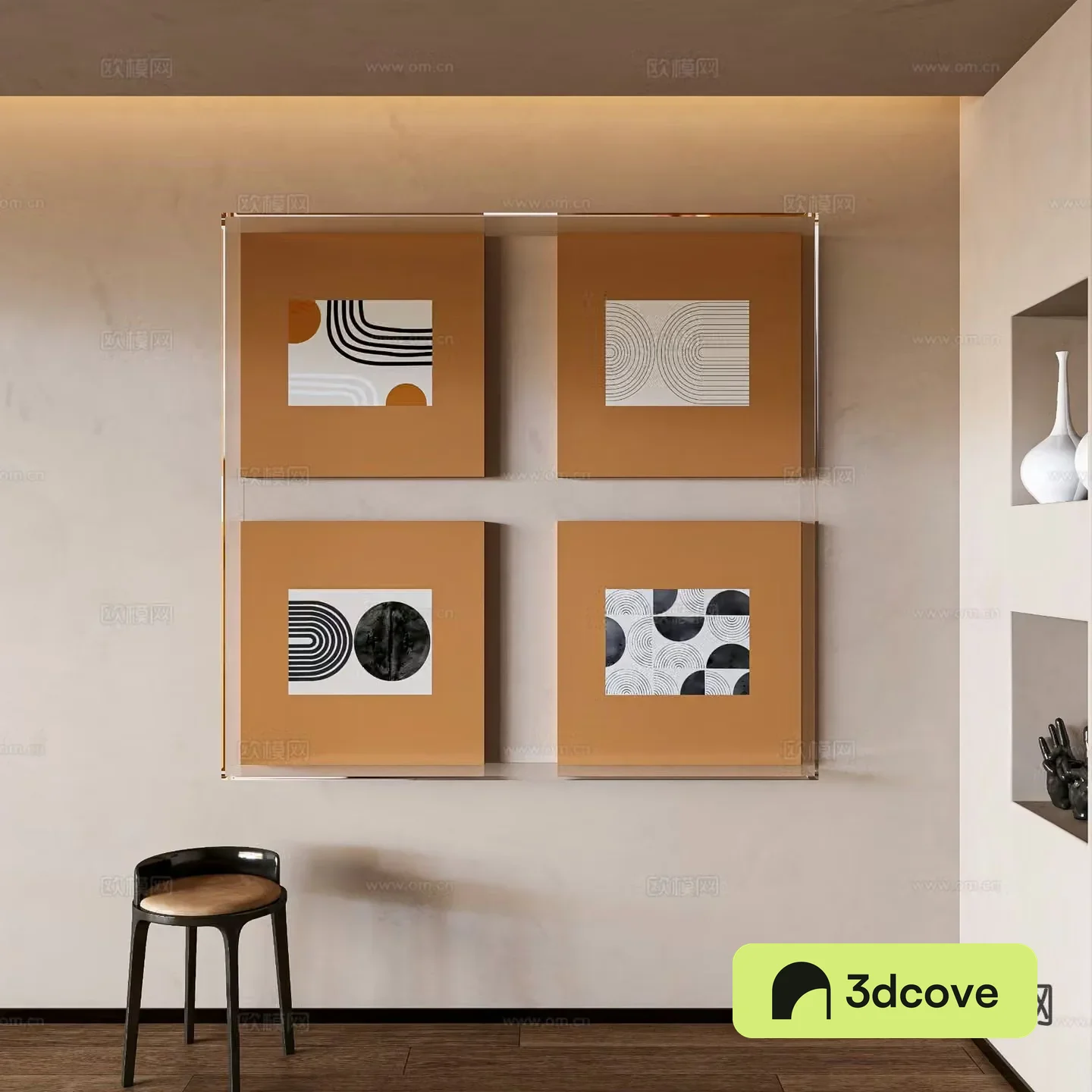 Retro decorative painting geometric hanging painting combination painting