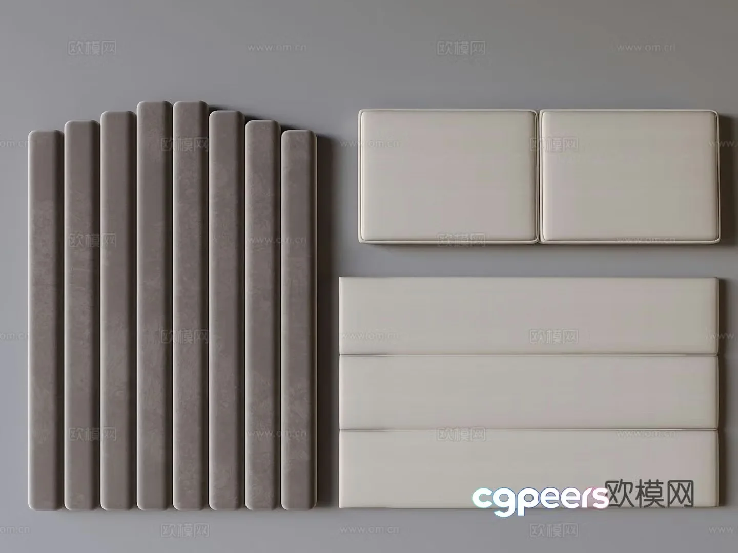 Cream style soft bag bed back 3d model