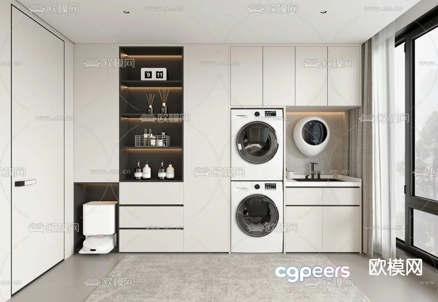 Modern laundry room 3d model