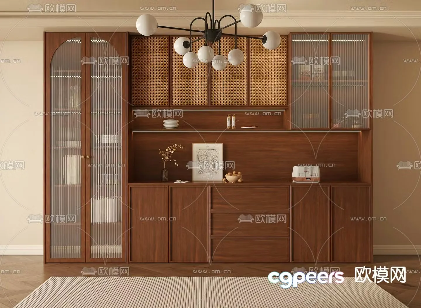 Middle-aged wine cabinet sideboard 3D model