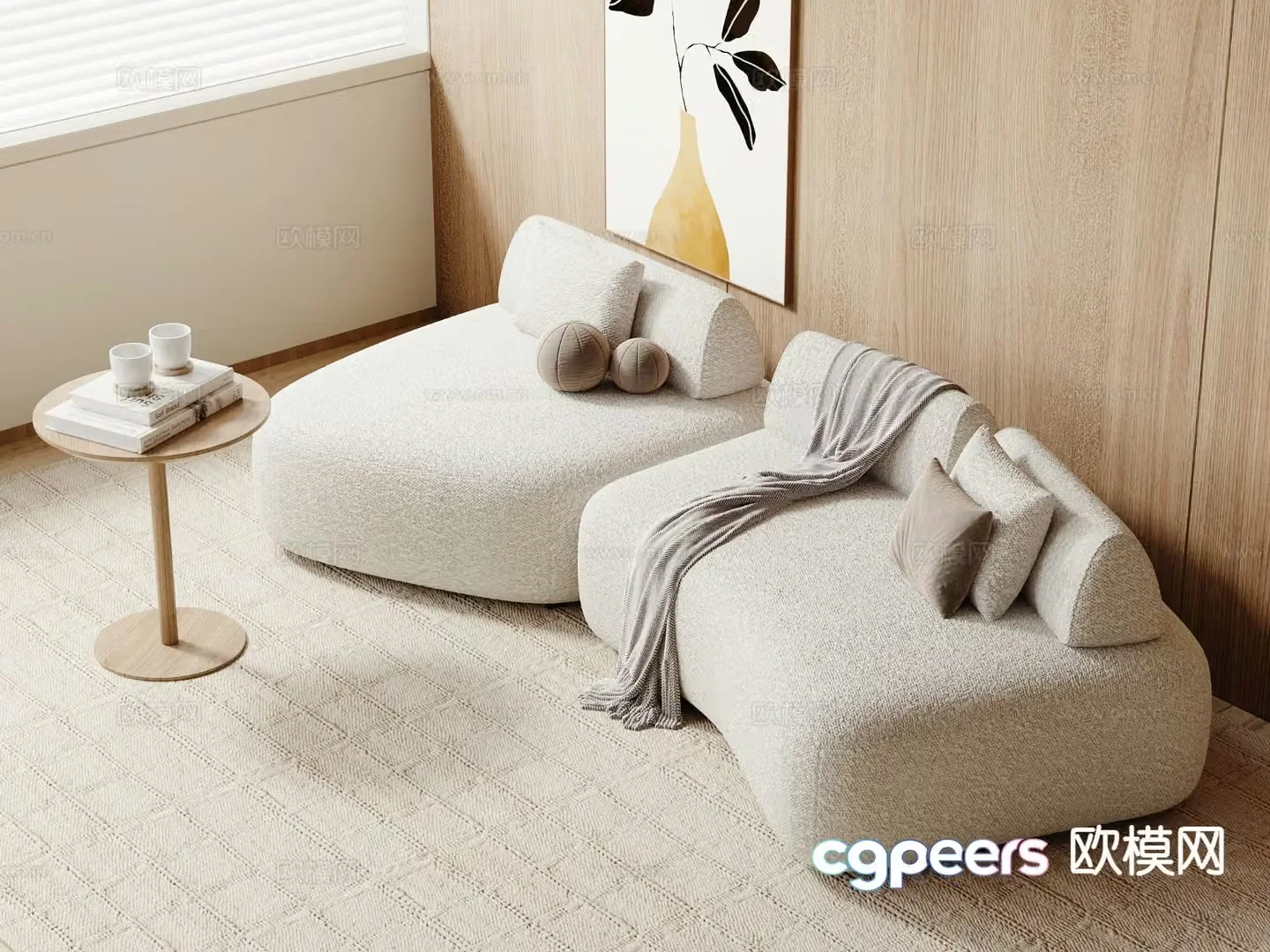 Modern three-seat sofa 3d model