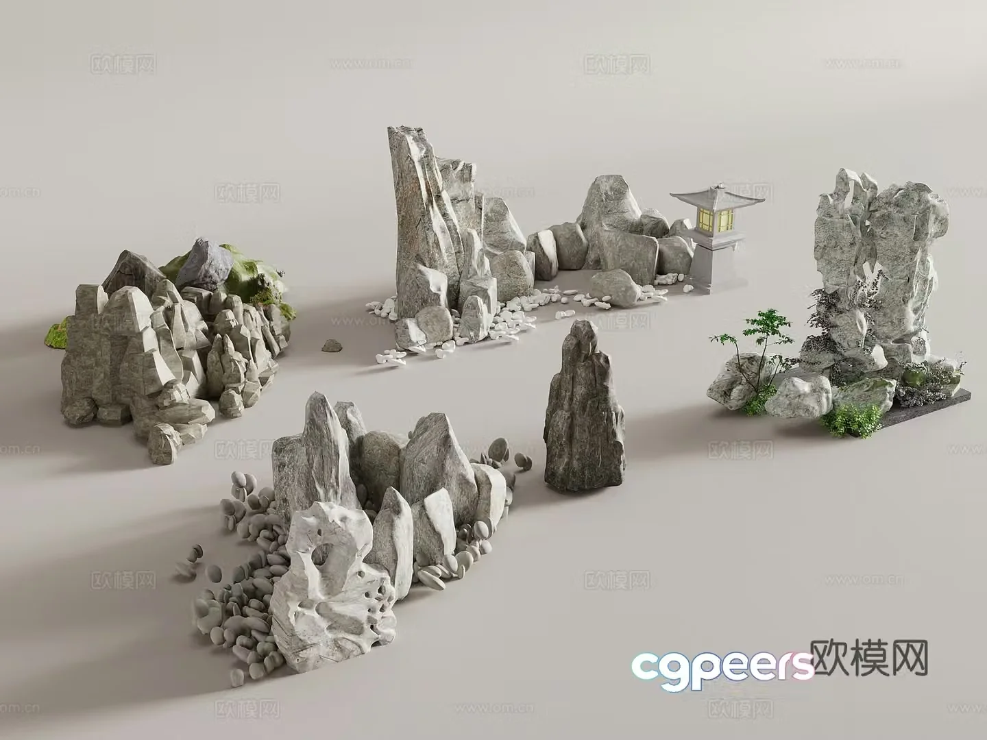Rock landscape new Chinese rockery landscape stone courtyard landscape garden landscape 3D model