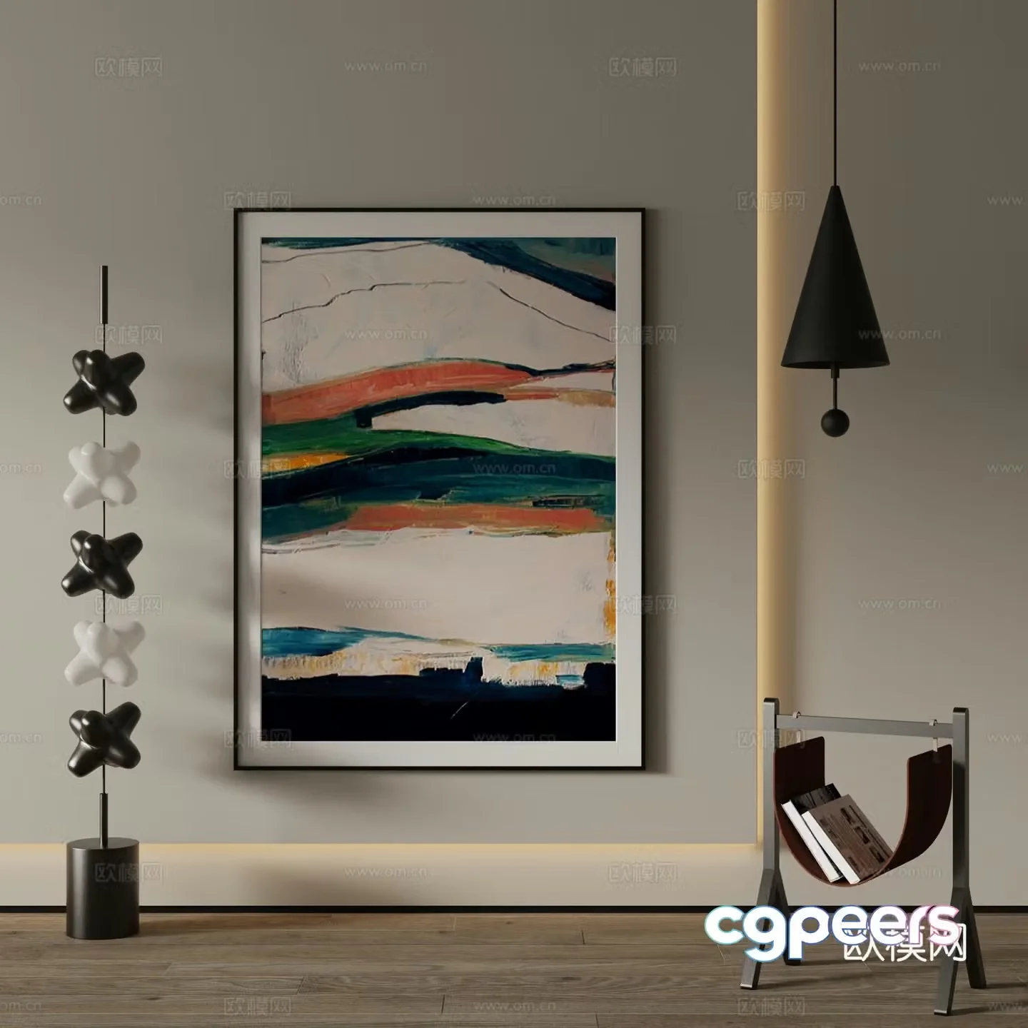 Modern decorative painting Abstract painting 3d model