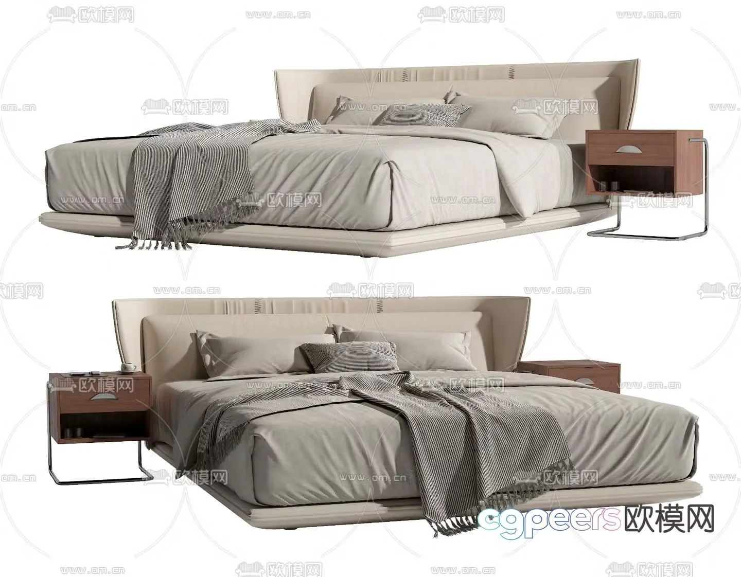 Modern double bed 3d model