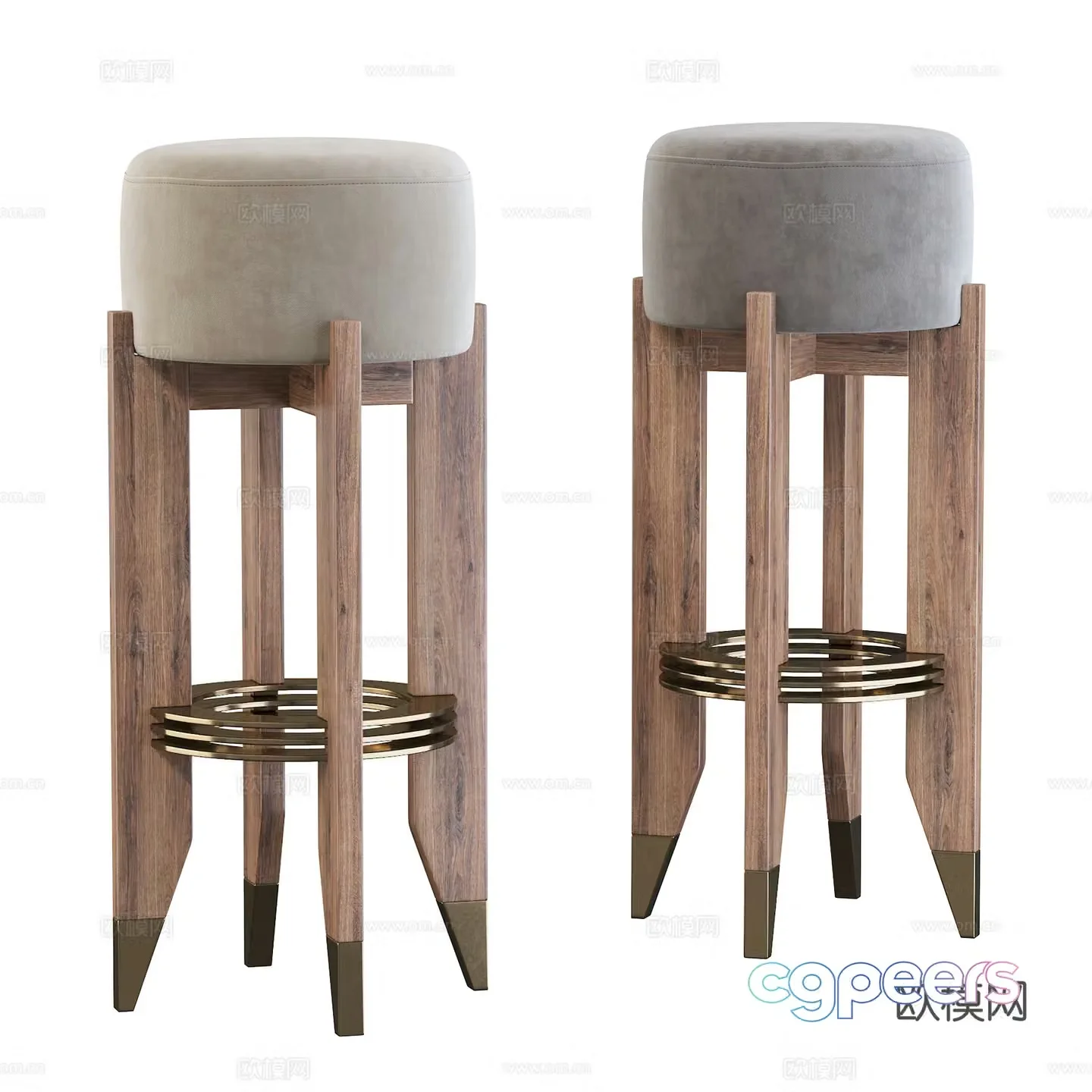 New Chinese style wall decoration bar stool 3D model