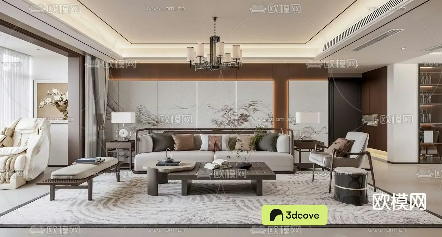 New Chinese style living and dining room