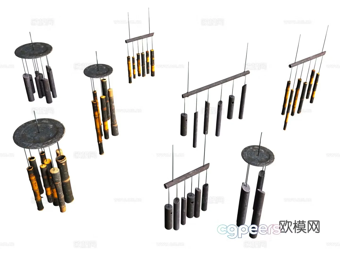 Ancient wind chimes wind chimes bamboo wind chimes 3D model