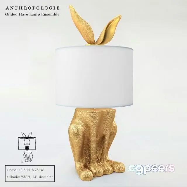 3ds Max Free – Gilded Hare Lamp Ensemble