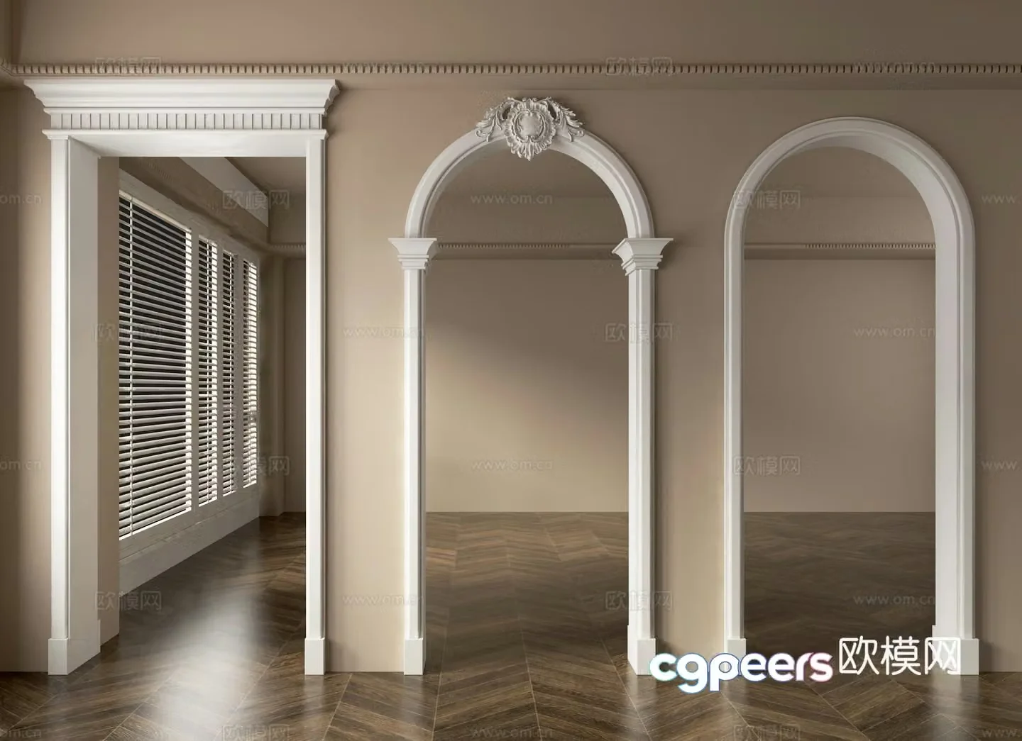 French American Door Hole Pass 3D Model