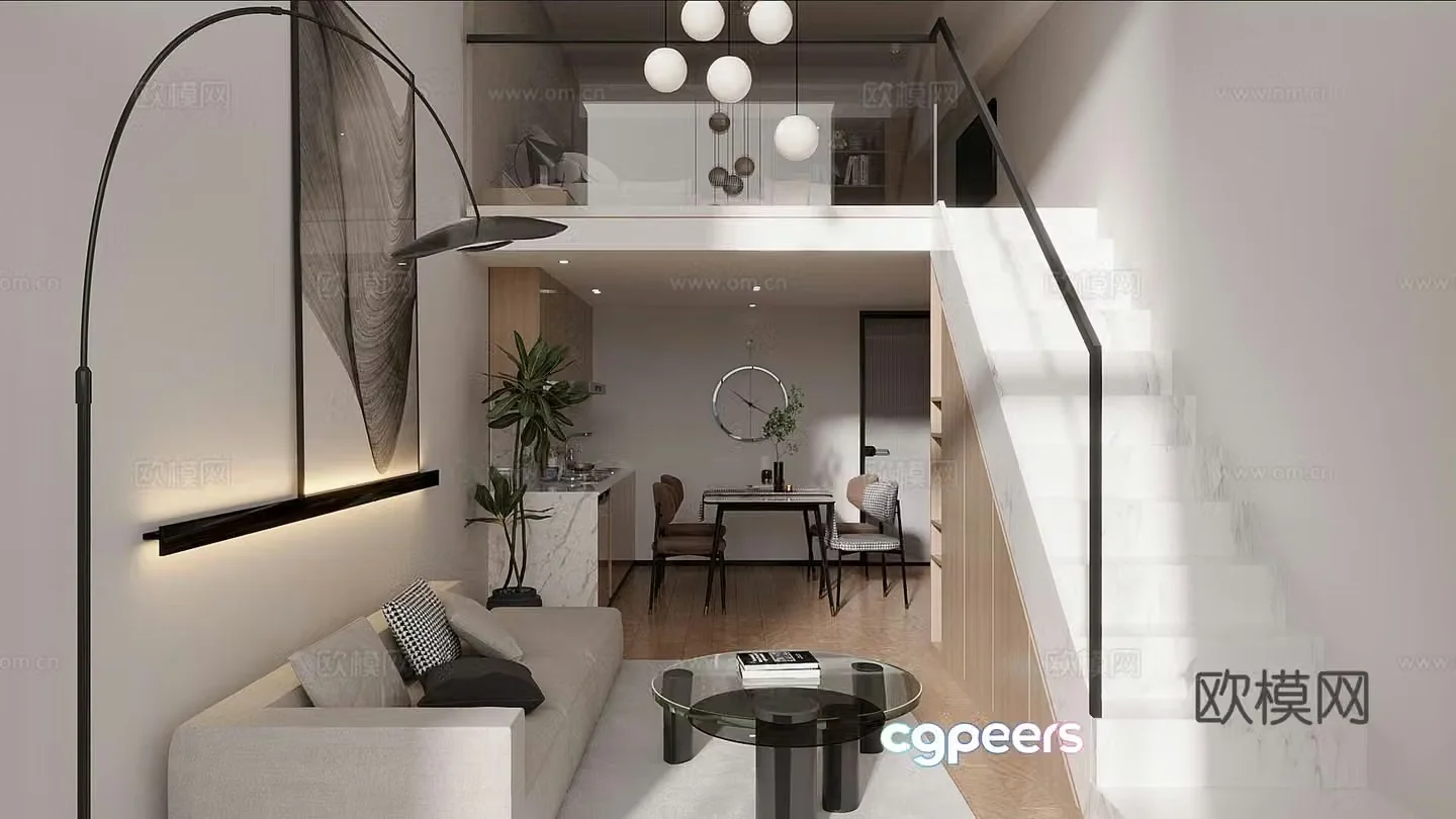 Modern single apartment 3d model