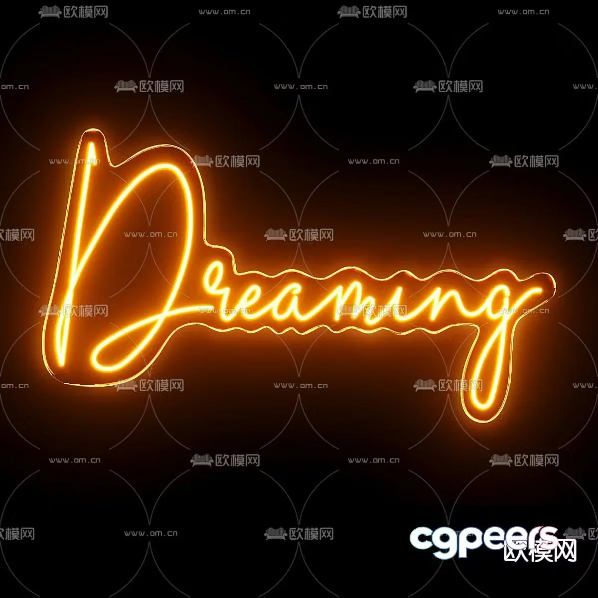 English letter light atmosphere light neon light 3d model
