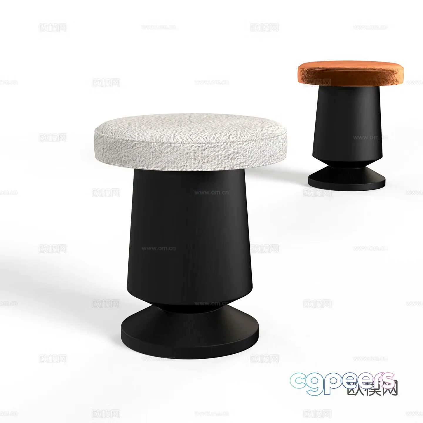 Modern round stool tea table stool sofa stool wooden stool pouf dressing stool 3d model