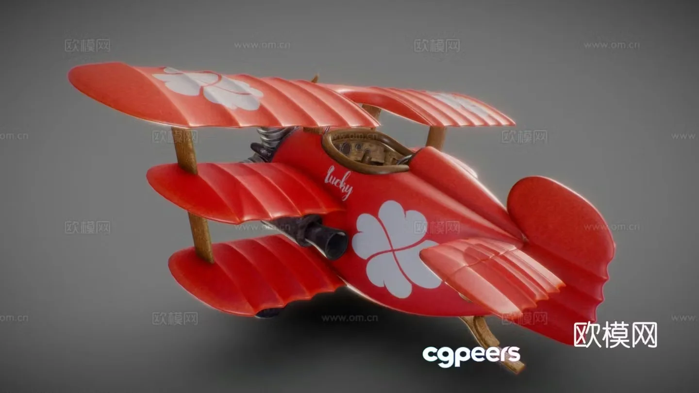 Game Model Biplane Hand Figure 3D Model