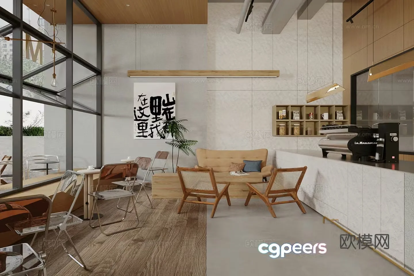 Modern milk tea shop 3d model