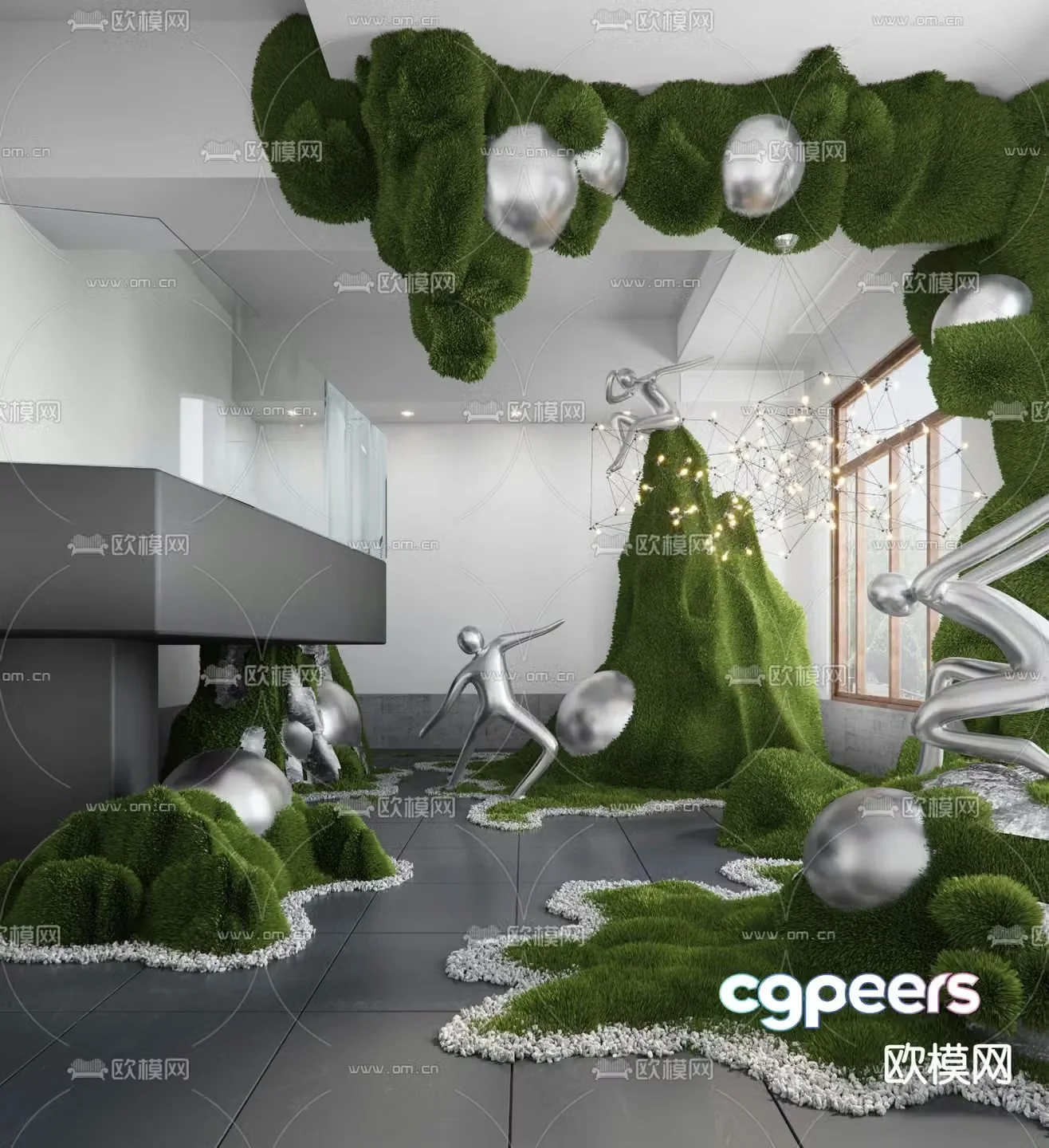 Lichen landscaping metal sculpture indoor landscape 3d model